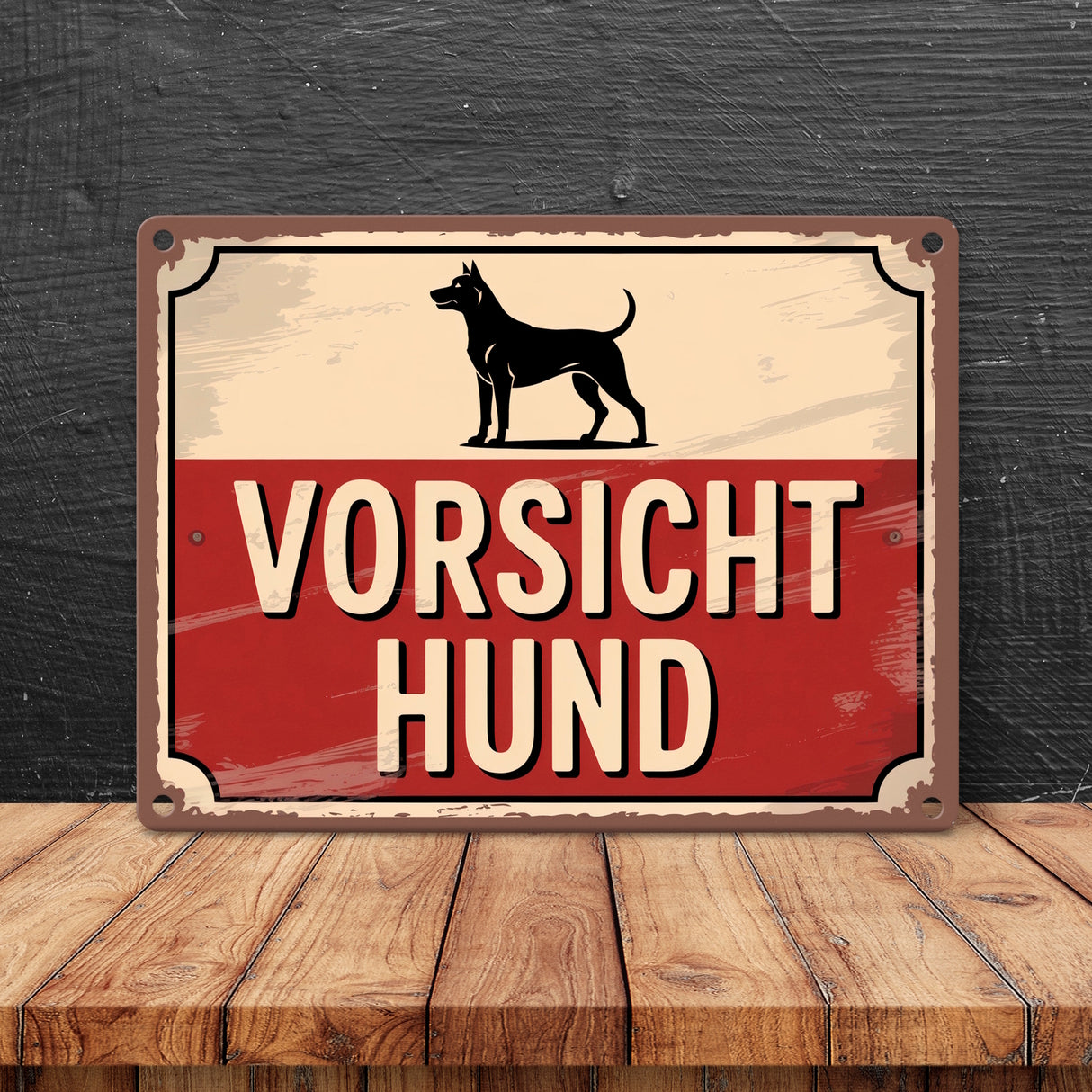 Vorsicht Hund Vintage Silhouette Metallschild in 15x20 cm