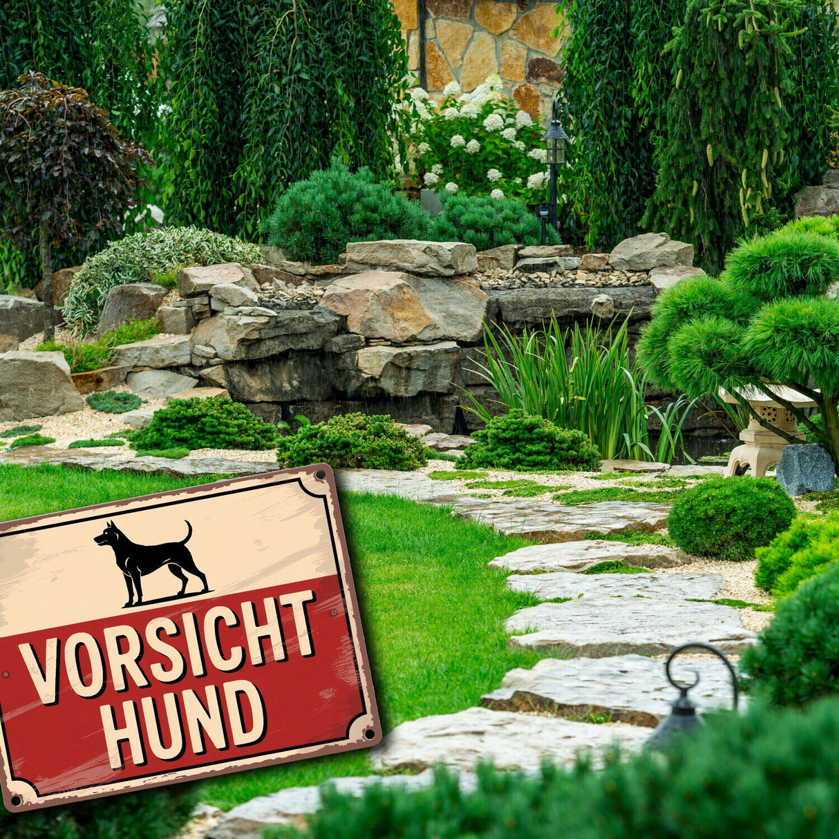 Vorsicht Hund Vintage Silhouette Metallschild in 15x20 cm