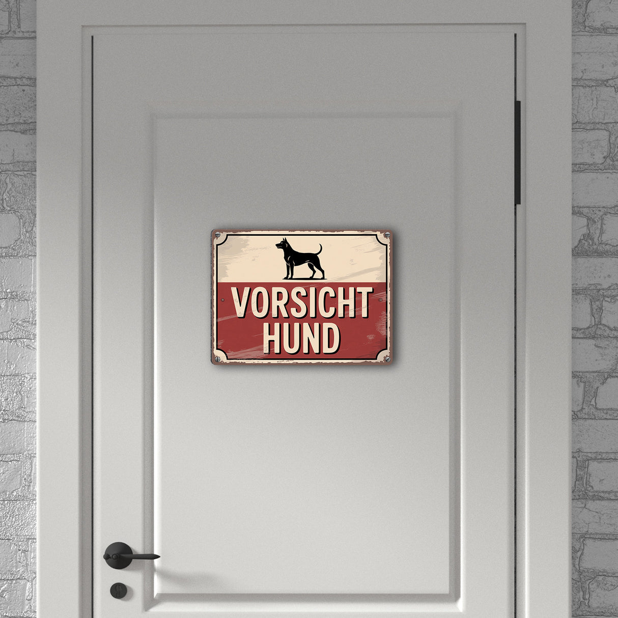 Vorsicht Hund Vintage Silhouette Metallschild in 15x20 cm
