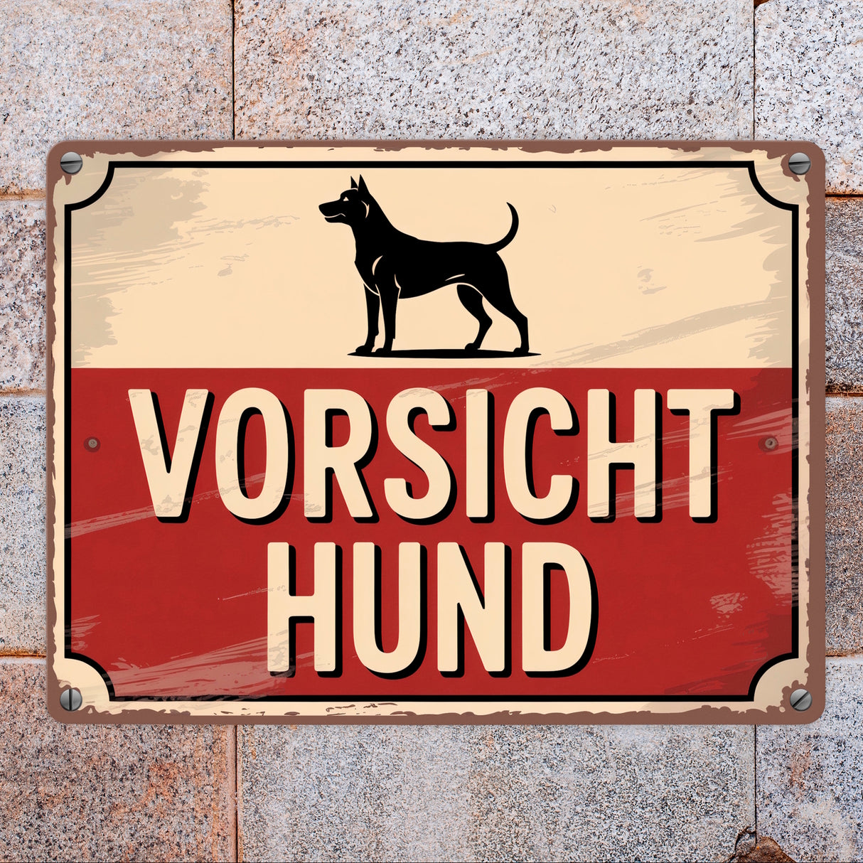 Vorsicht Hund Vintage Silhouette Metallschild in 15x20 cm