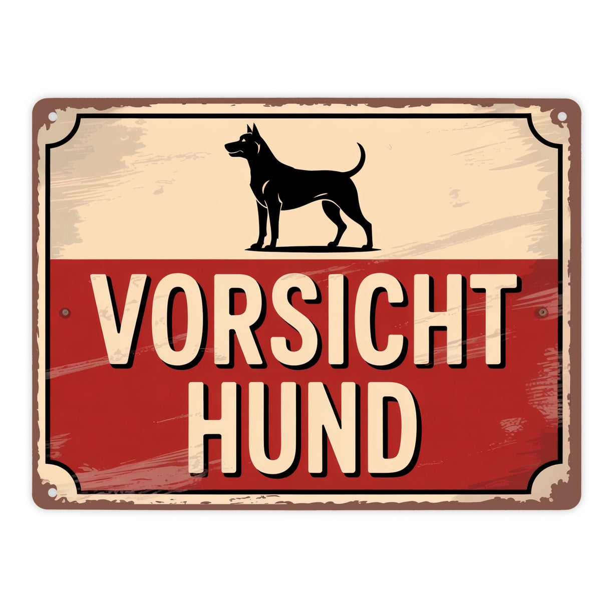 Vorsicht Hund Vintage Silhouette Metallschild in 15x20 cm