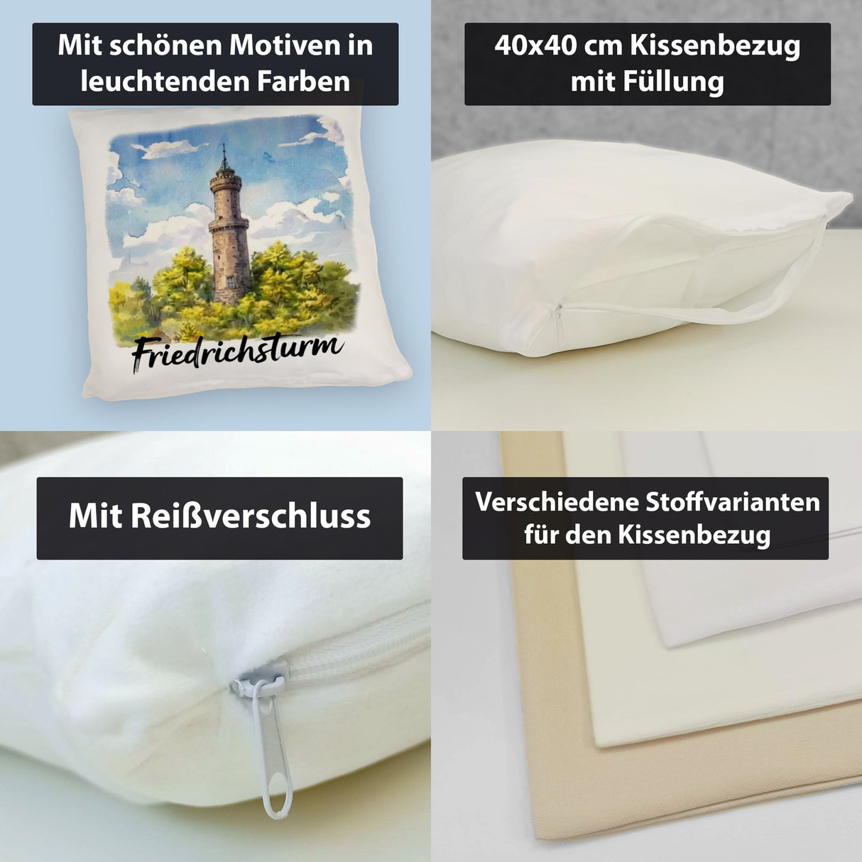 Friedrichsturm Freudenstadt Aquarell Kissen