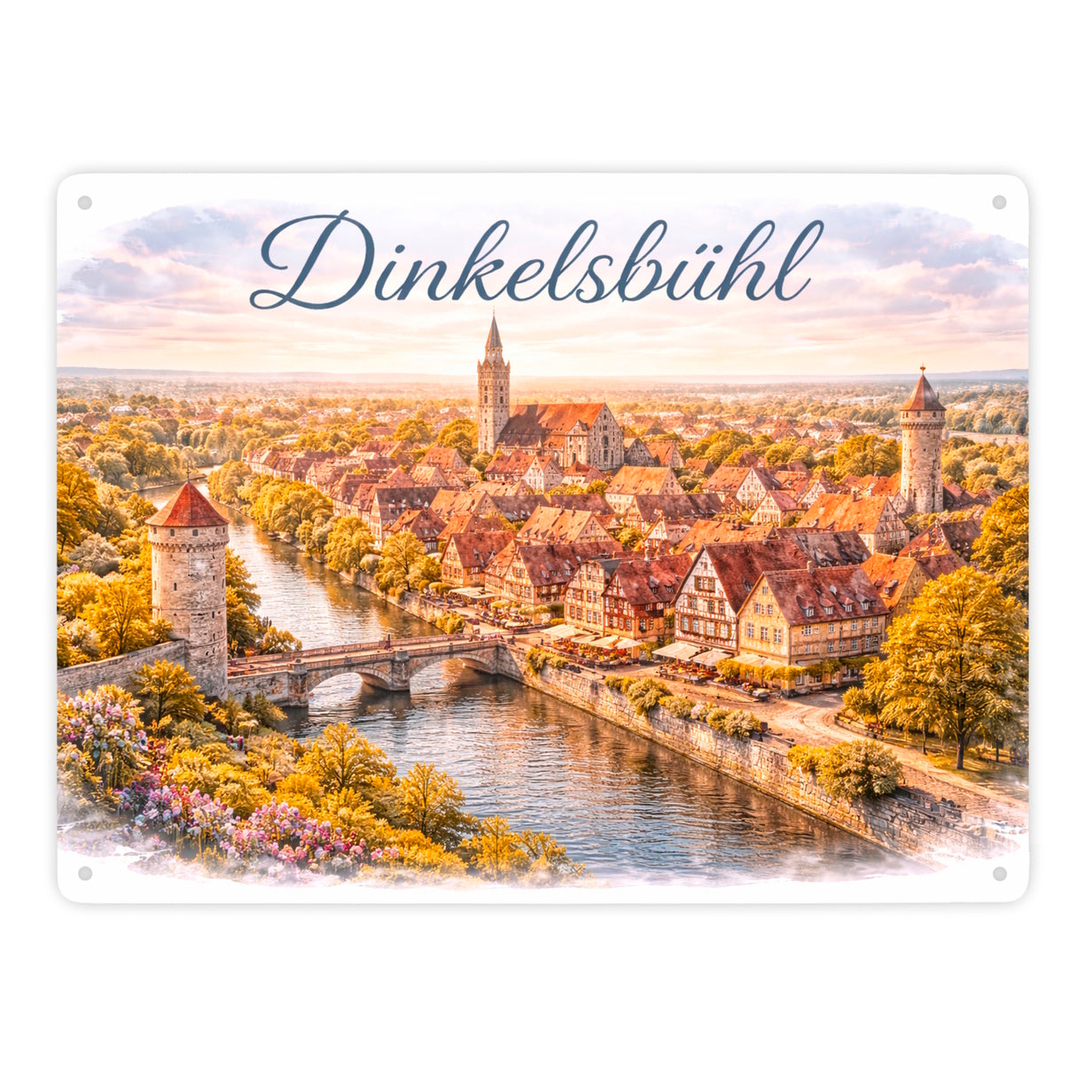 Dinkelsbühl Altstadt Metallschild in 15x20 cm Vintage