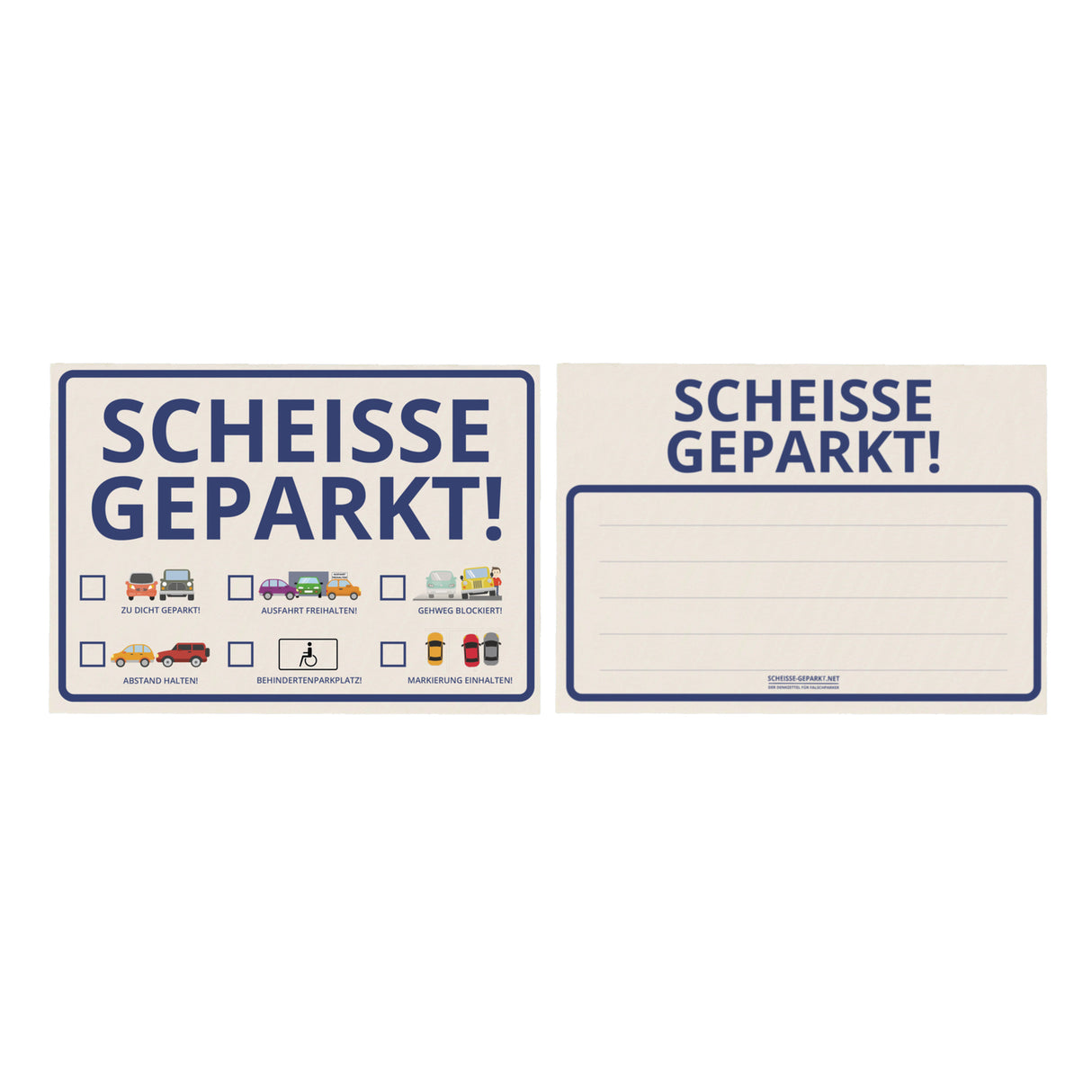 Scheisse Geparkt! Comic Edition Notizblock für die Windschutzscheibe im 50er Set