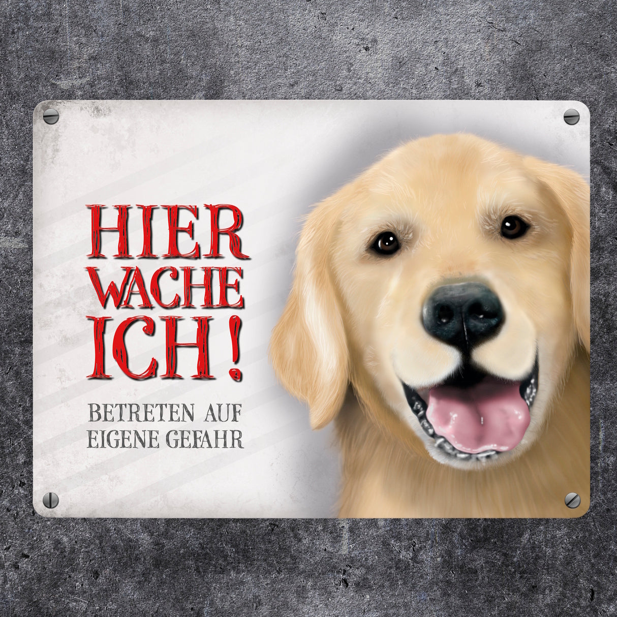 Hier wache ich! Golden Retriever Metallschild