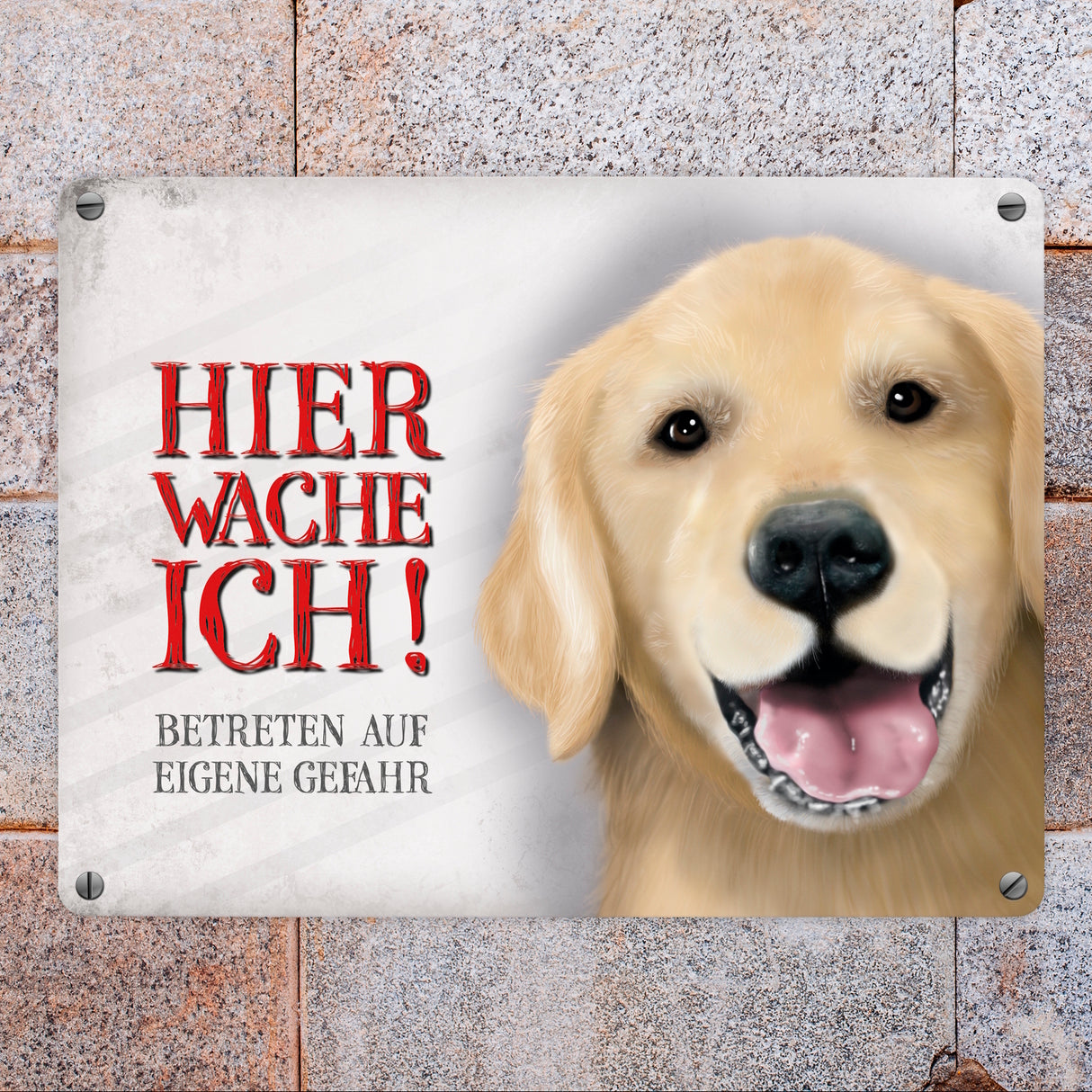Hier wache ich! Golden Retriever Metallschild