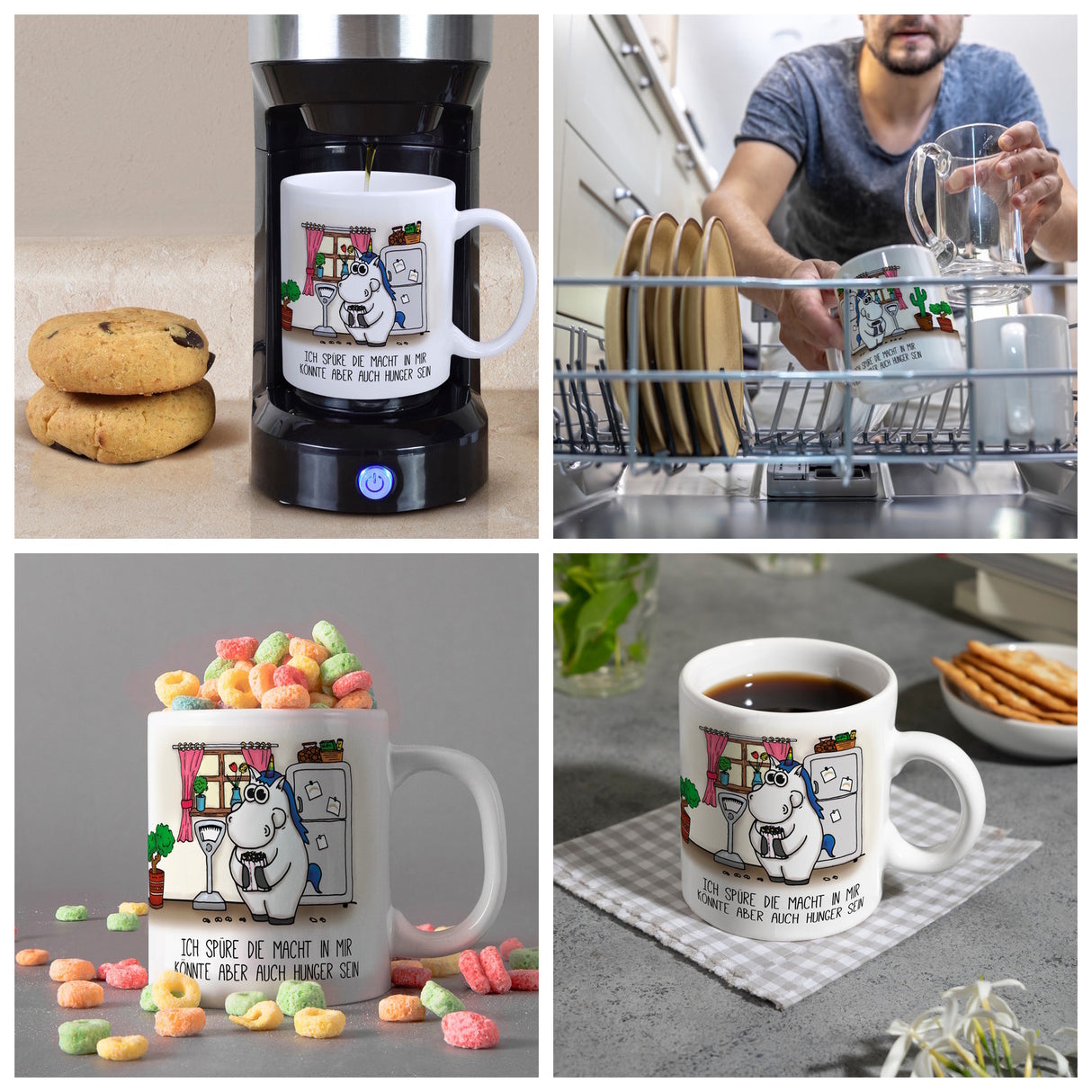Honeycorns Kaffeebecher mit Einhorn Motiv und Spruch: Ich spüre die Macht in mir. Könnte ...