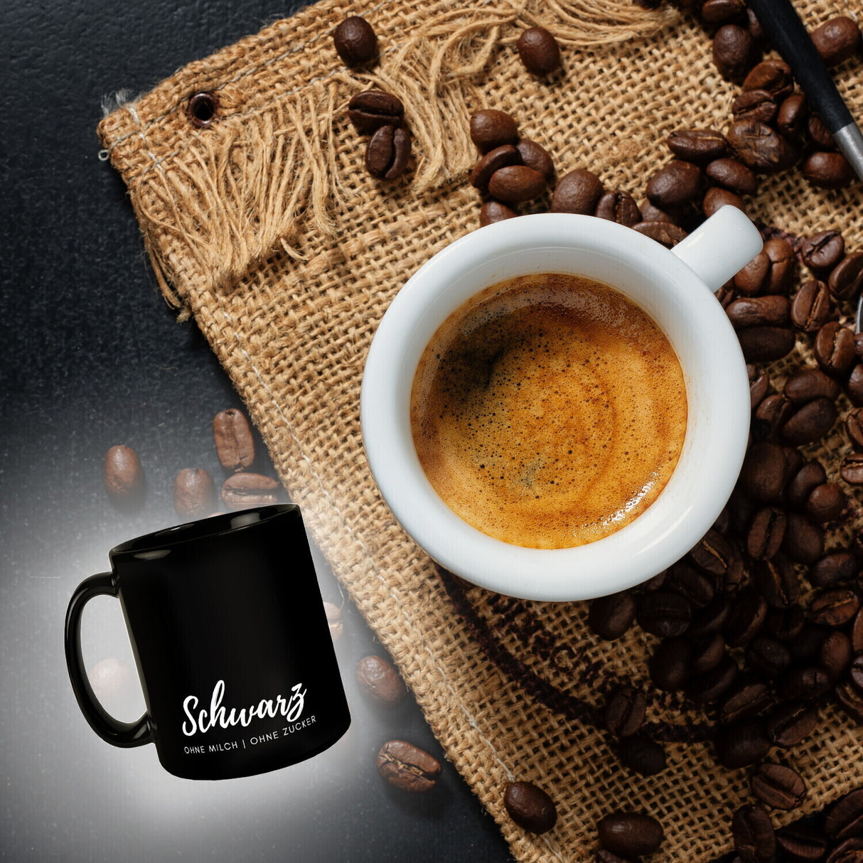 Schwarz - ohne Milch und ohne Zucker Kaffeebecher mit Spruch