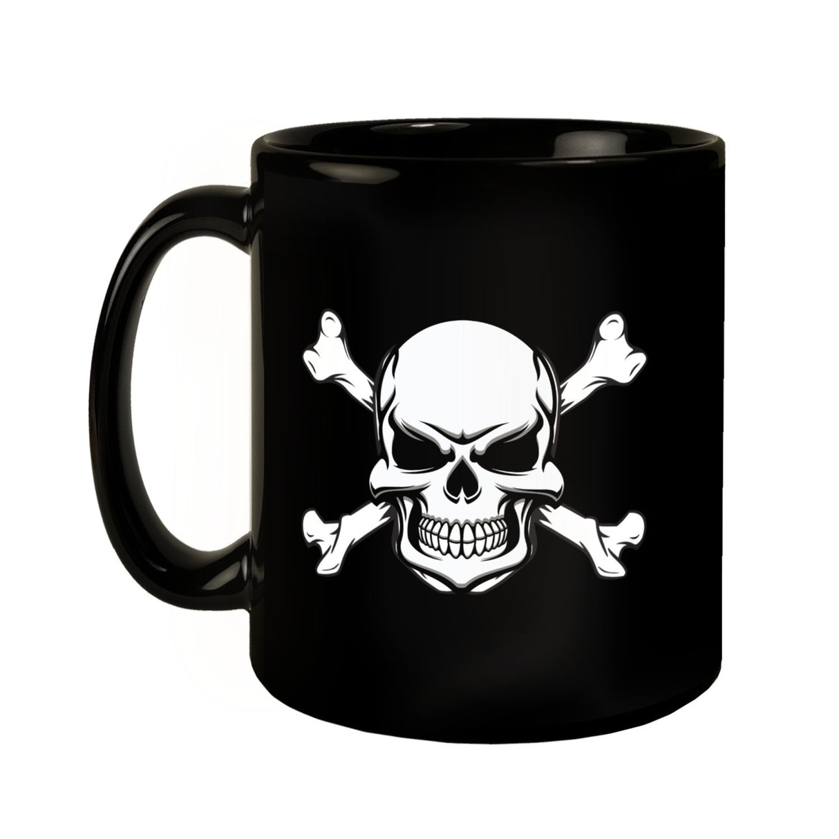 Totenkopf mit gekreuzten Knochen Kaffeebecher in schwarz