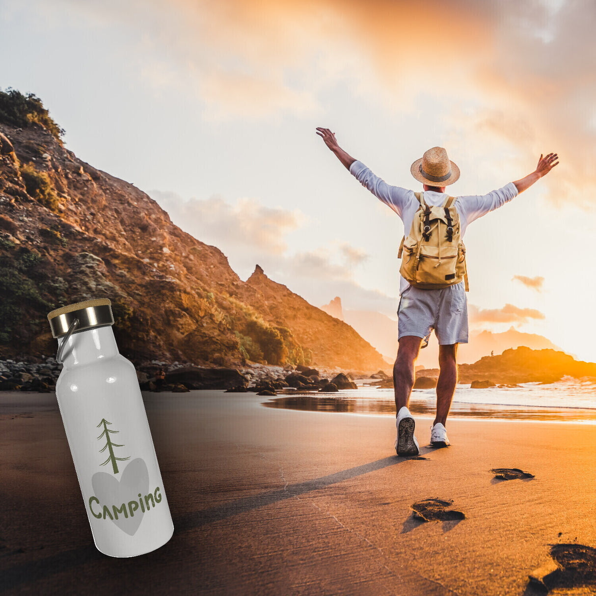 I love Camping Thermoflasche mit Bambusdeckel