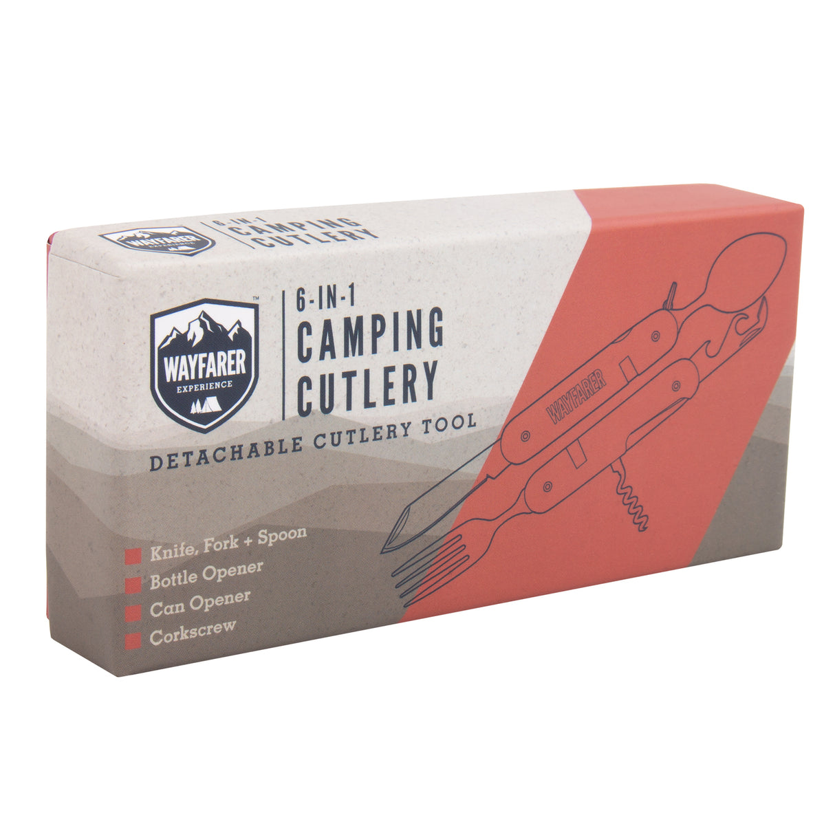 6in1 Camping Besteck mit Korkenzieher