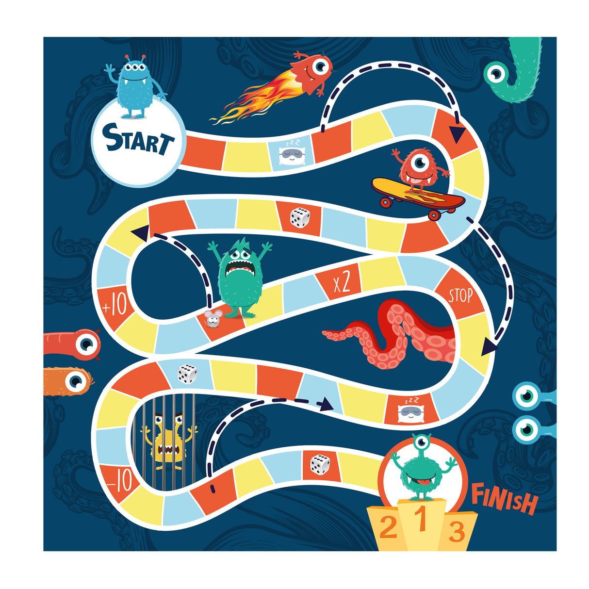 Space Monster 2in1 Gesellschaftsspiel mit Spielfiguren und Würfel