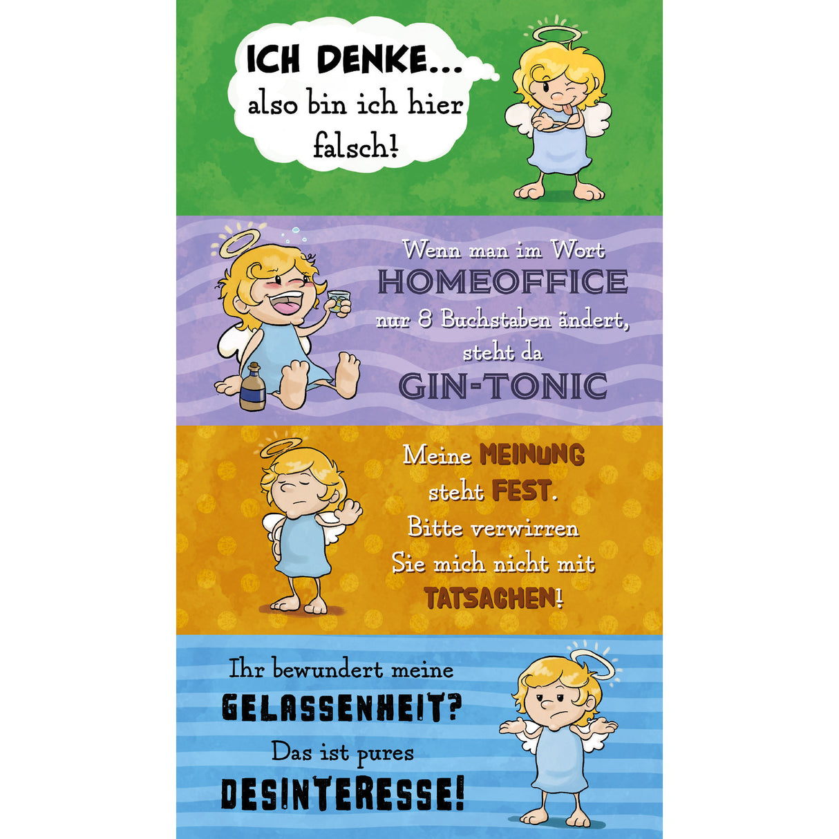 Freche Sprüche für jede Gelegenheit Spruchaufsteller mit lustigem Engel