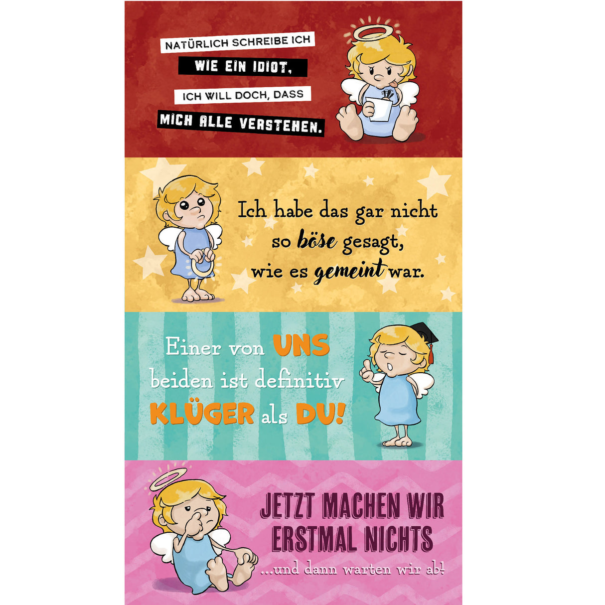 Freche Sprüche für jede Gelegenheit Spruchaufsteller mit lustigem Engel