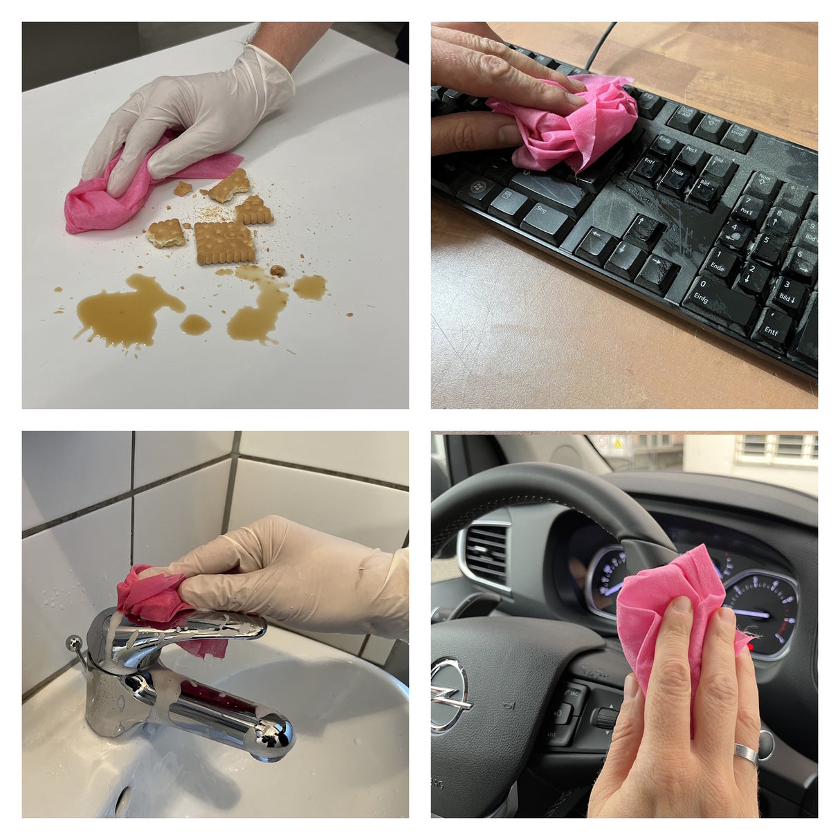 Universal Wischtuch auf Rolle in pink 3x50 Tücher Putzlappen oder Reinigungstücher