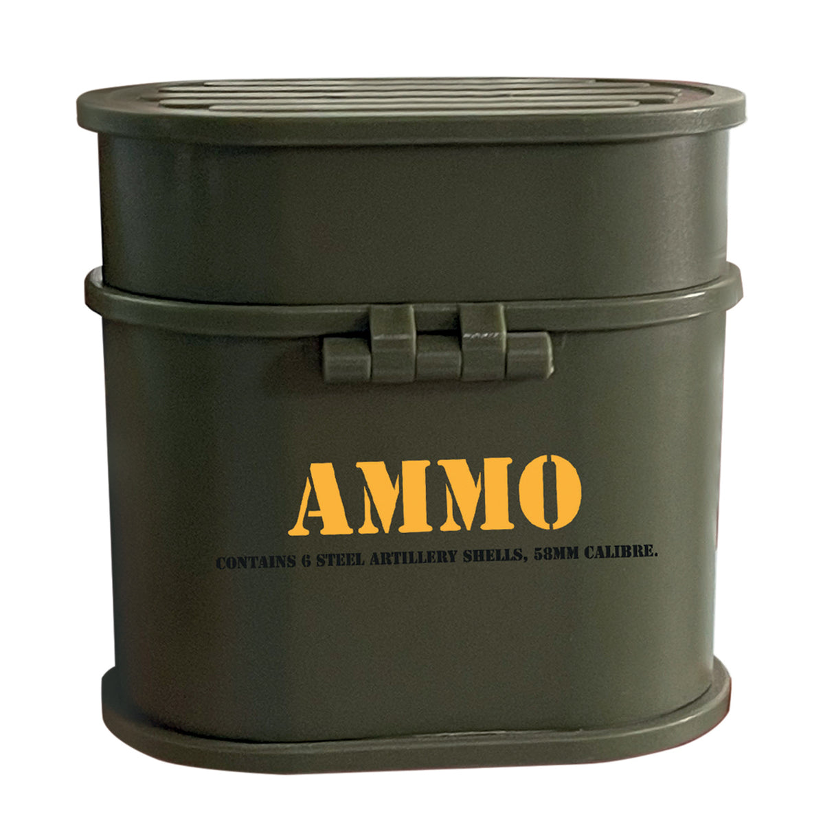 Kaliber 58mm Patrone Eiswürfel aus Metall mit Munitionskoffer im 6er Set