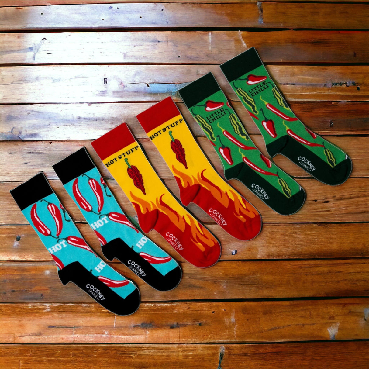 Hot Stuff Socken Geschenk für Chili-Liebhaber Chili-Strümpfe in 39-46 (3 Paare)
