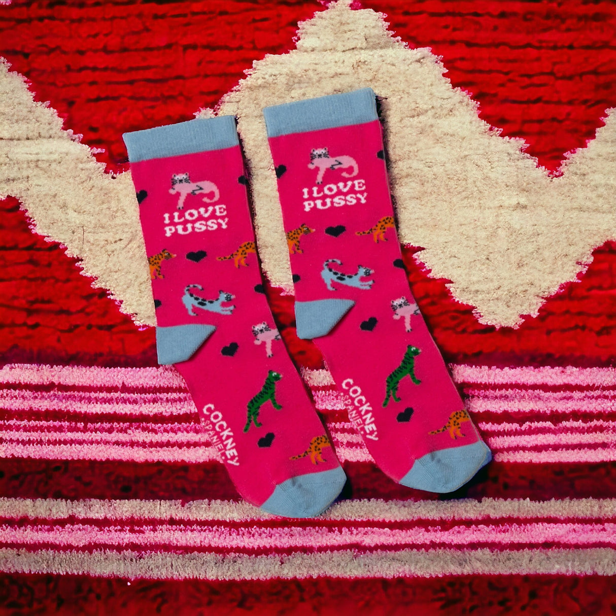 I love pussy Socken Funsocken Damen Katzen Strümpfe in 37-42 im Paar