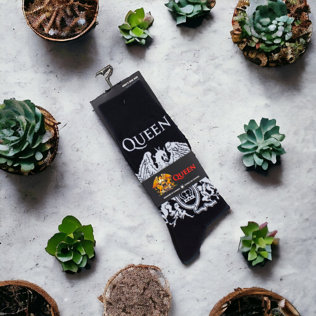 Socken Queen Fanartikel weißes Wappen Strümpfe in 40-46 im Paar