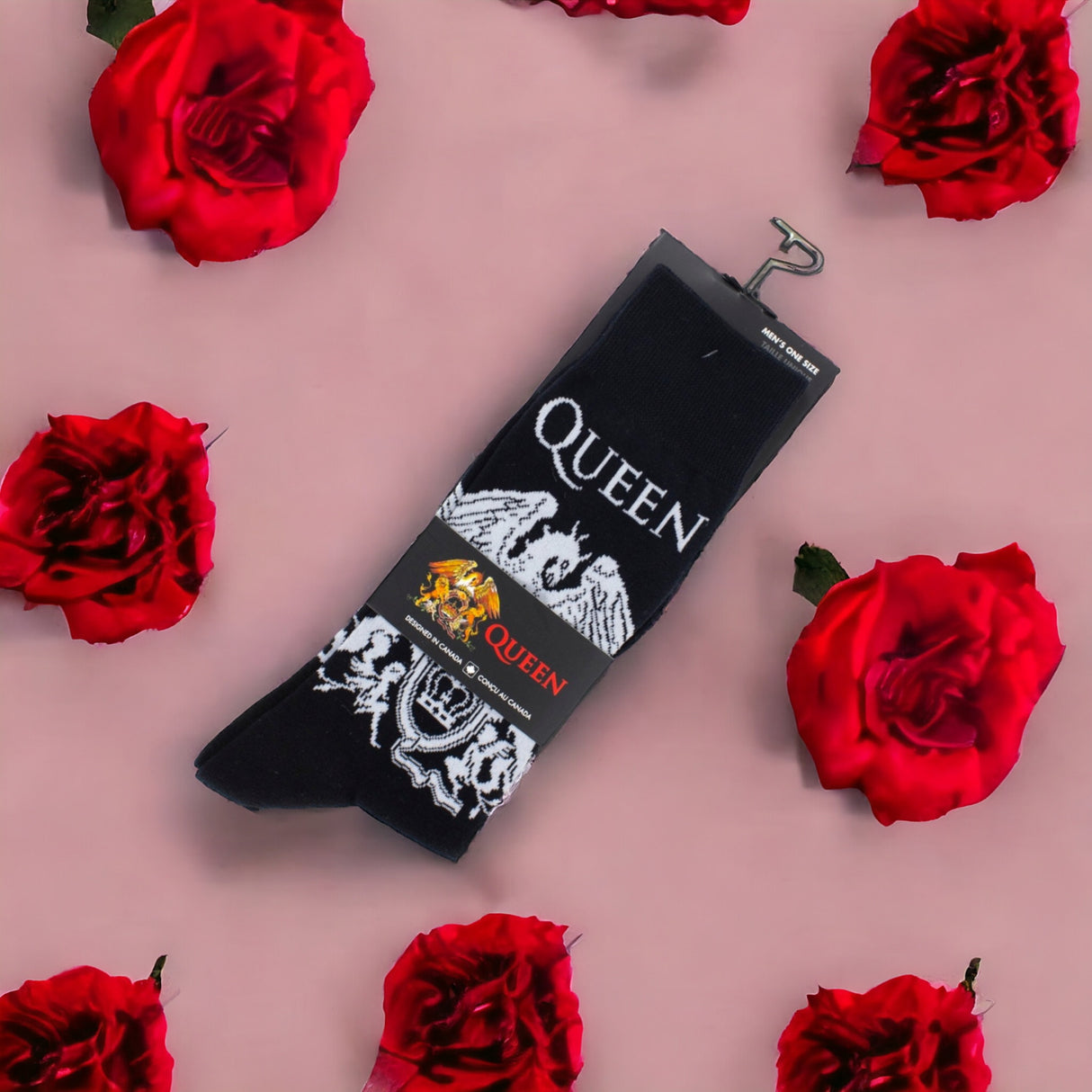 Socken Queen Fanartikel weißes Wappen Strümpfe in 40-46 im Paar