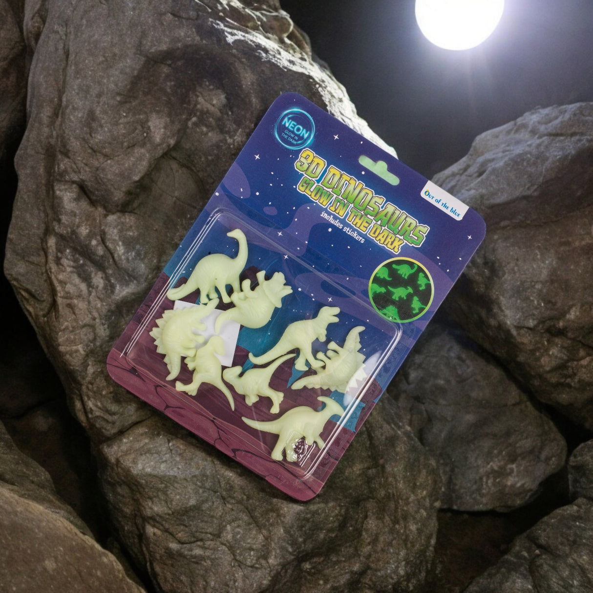3D-Dinosaurier Leuchtsticker Glow in the Dark Dino Leuchtaufkleber im 8er-Set