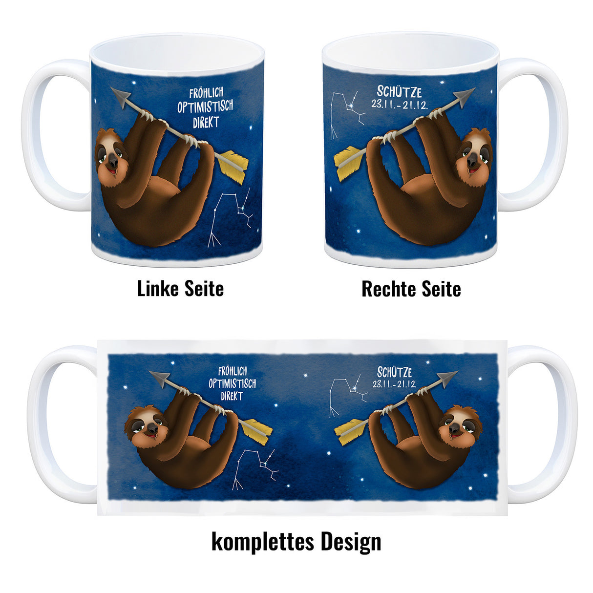 Faultier Sternzeichen Schütze Kaffeebecher