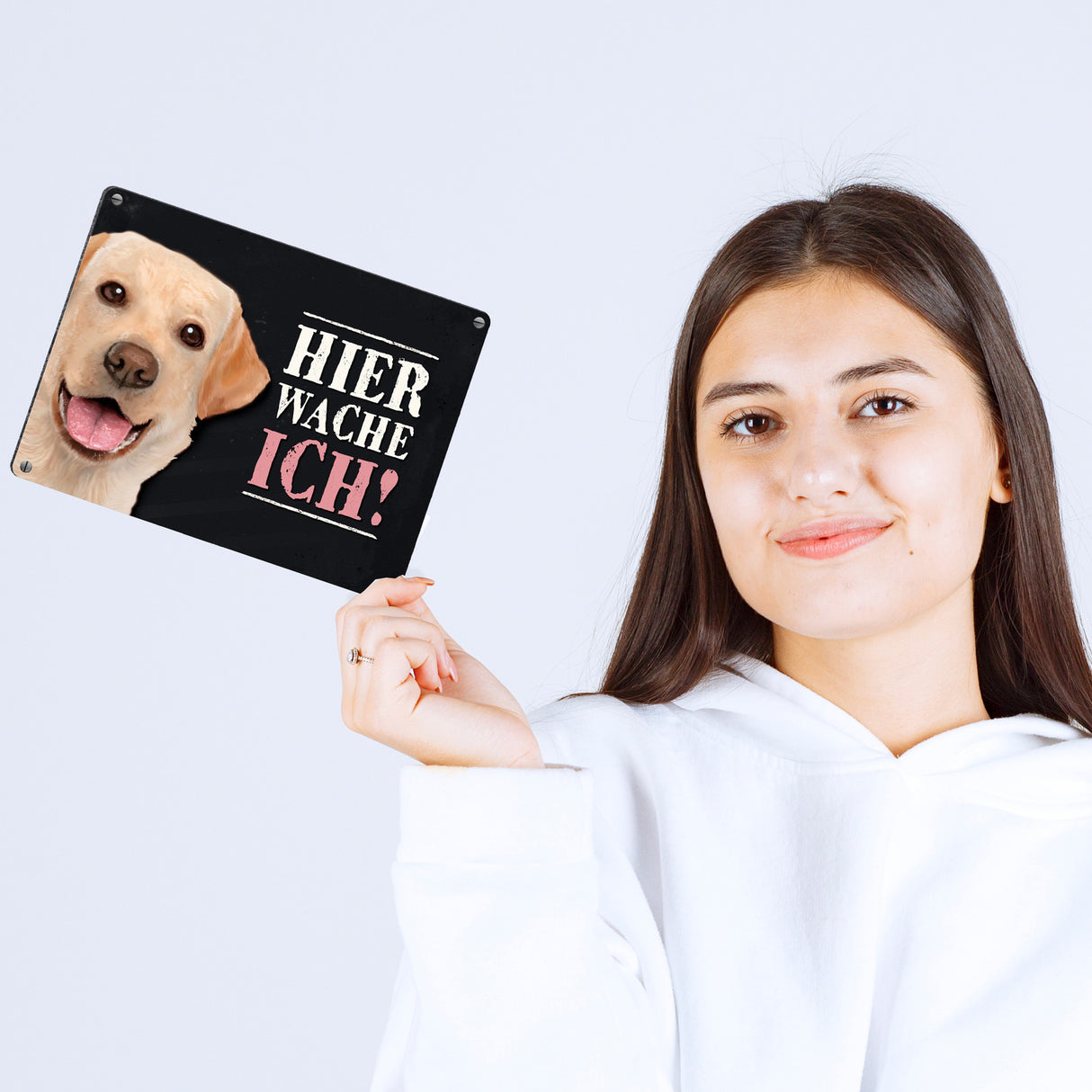 Hier wache ich! Labrador Metallschild