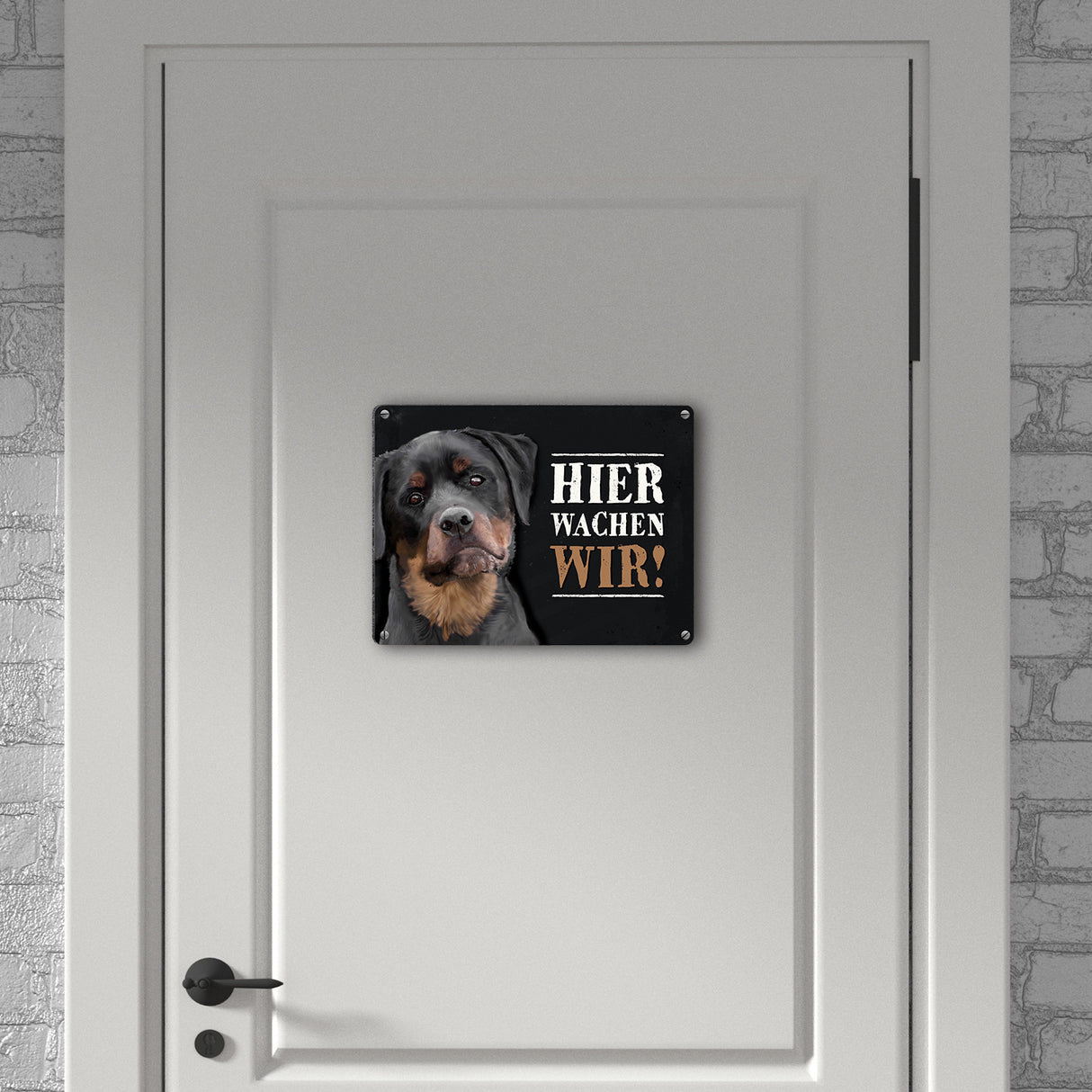 Hier wachen wir! Rottweiler Metallschild
