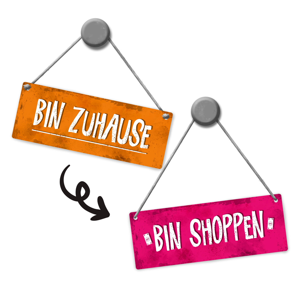 Bin shoppen - Bin Zuhause Wendeschild mit Kordel