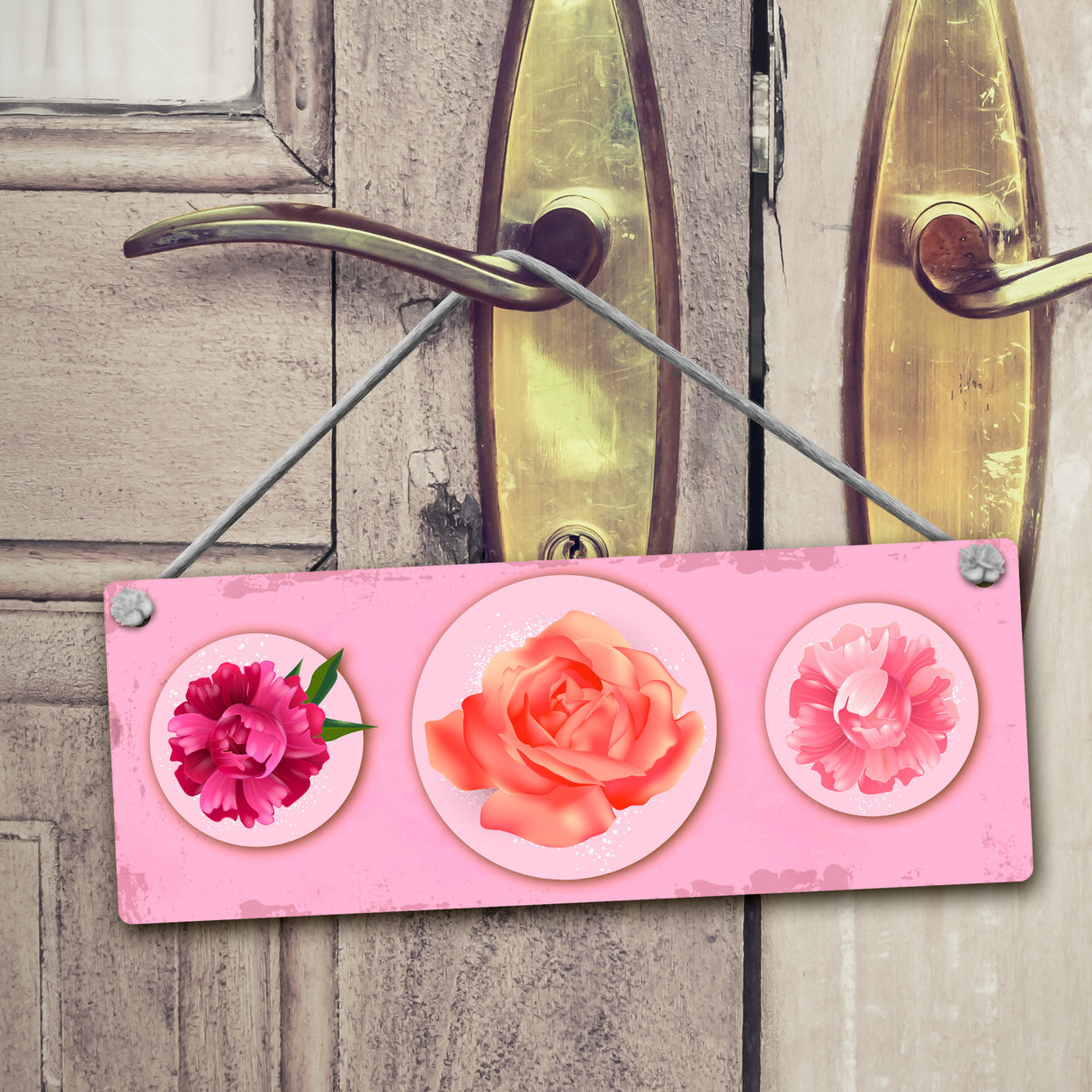 Giftgas oder Blumen Wendeschild mit Kordel