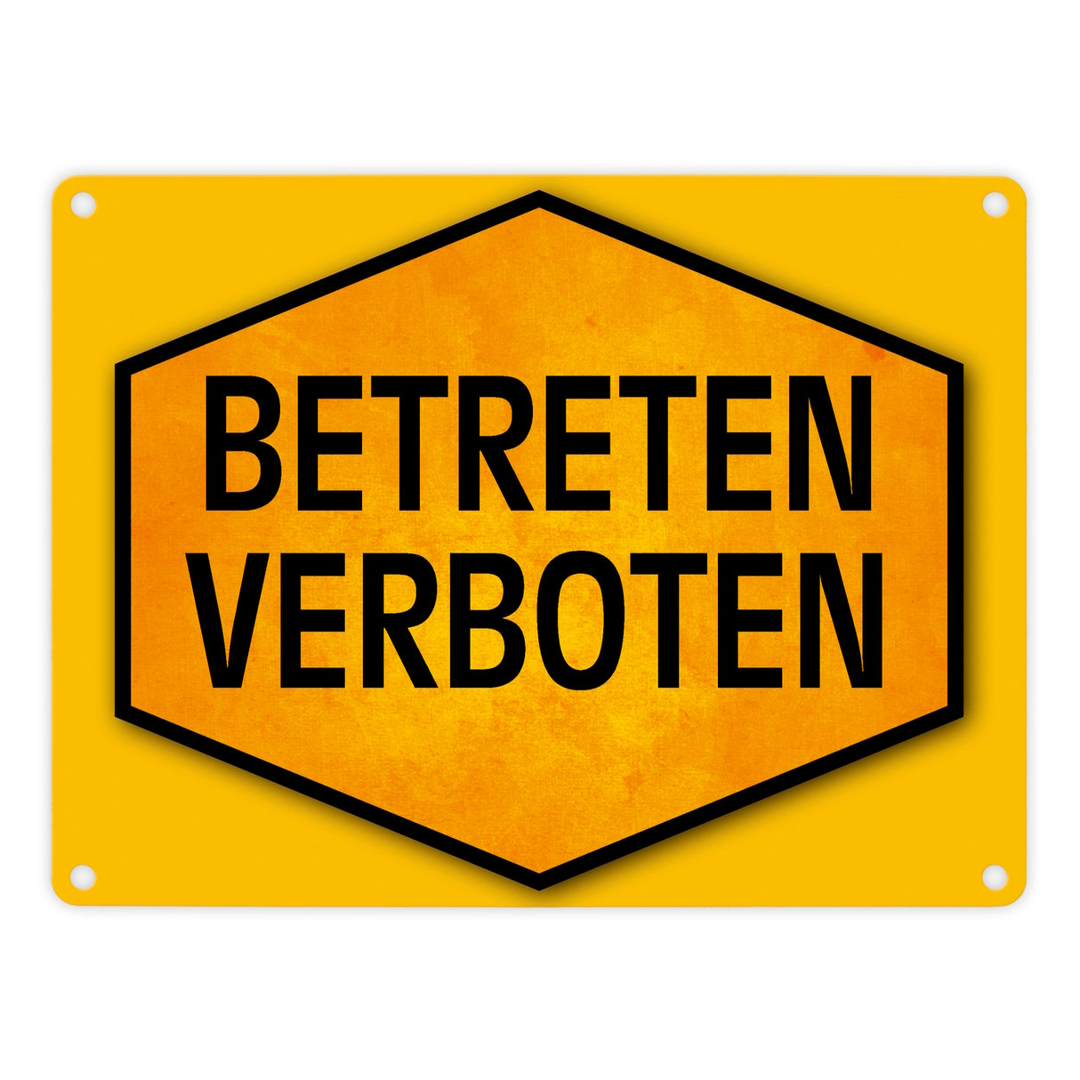 Betreten verboten Warn- und Hinweisschild in Gelb und Schwarz