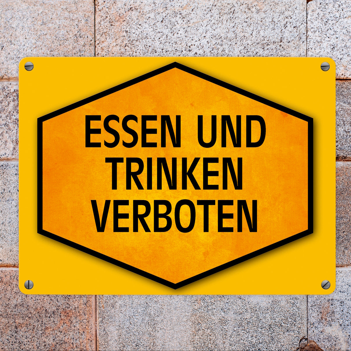 Essen und Trinken verboten Warn- und Hinweisschild in Gelb und Schwarz