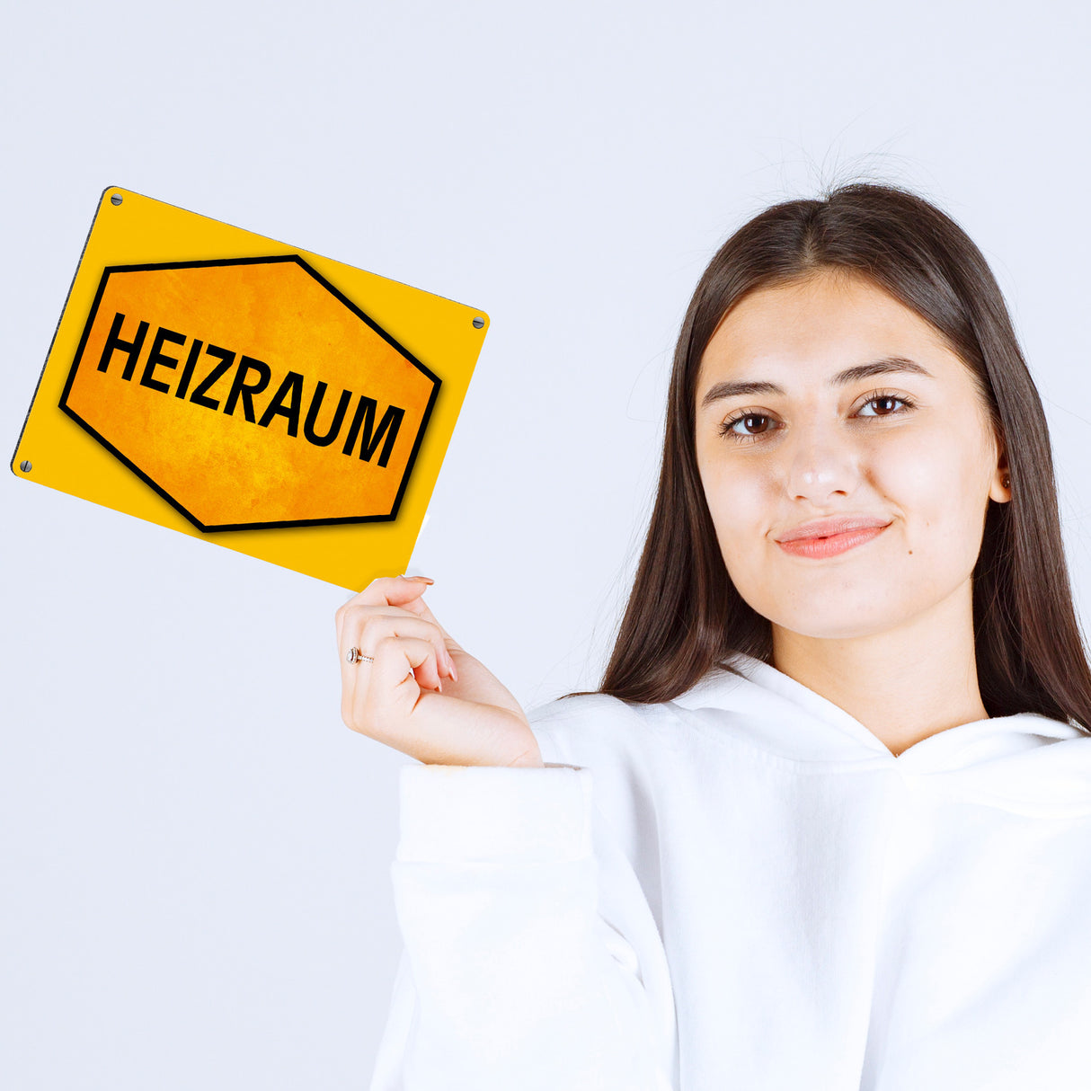 Heizraum Warn- und Hinweisschild in Gelb und Schwarz