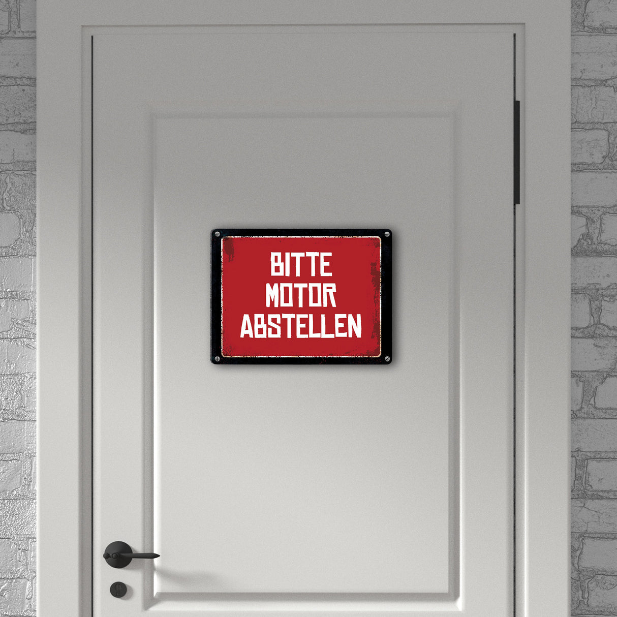 Bitte Motor abstellen Warn- und Hinweisschild im Used-Look