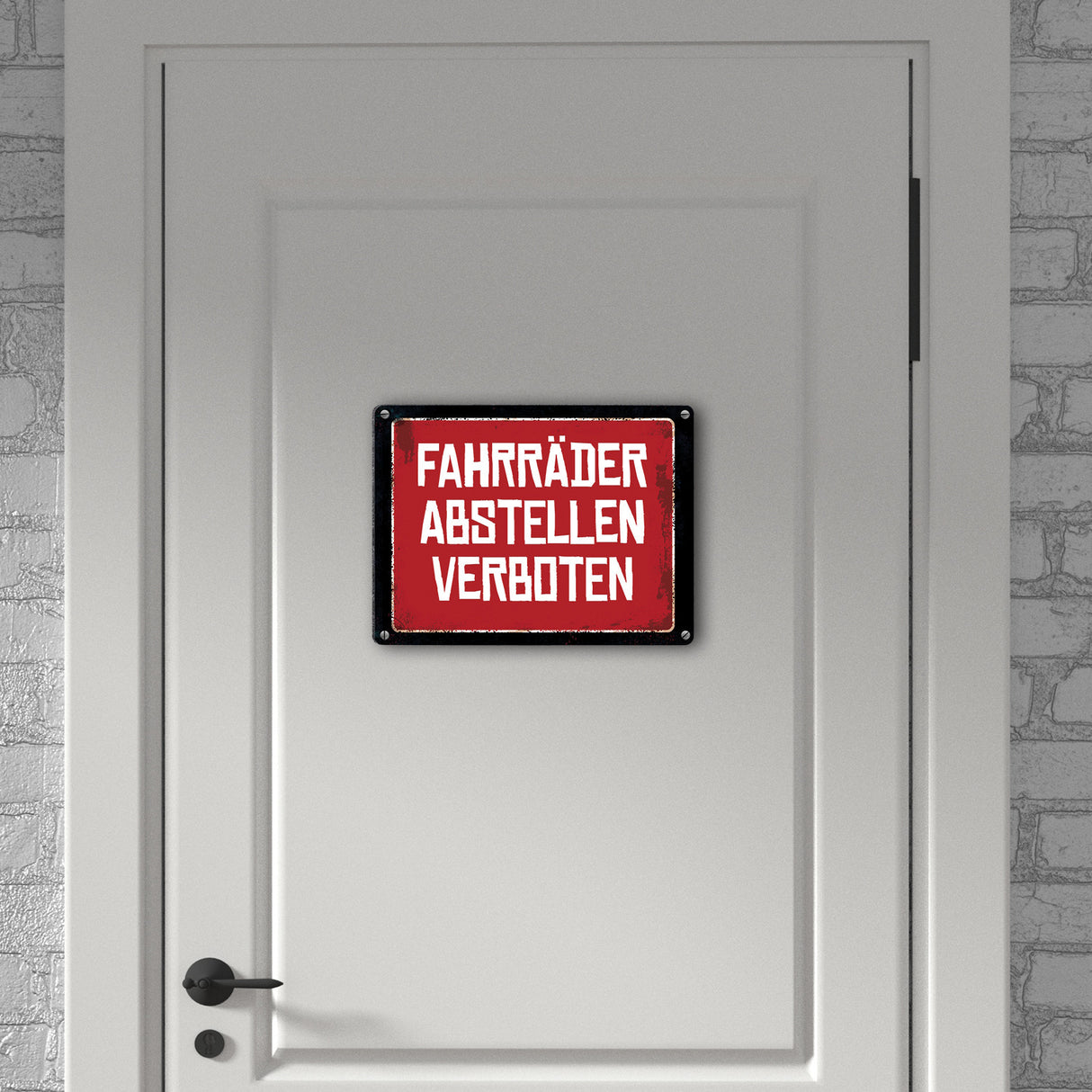 Fahrräder abstellen verboten Warn- und Hinweisschild im Used-Look