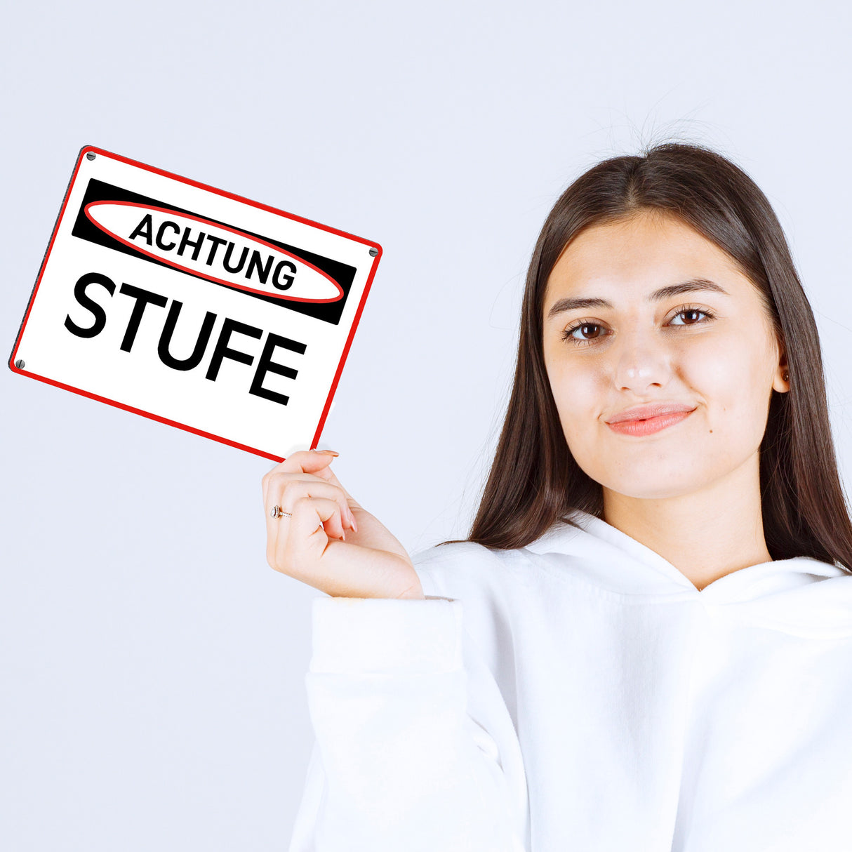 Stufe Warn- und Hinweisschild im modernen Design
