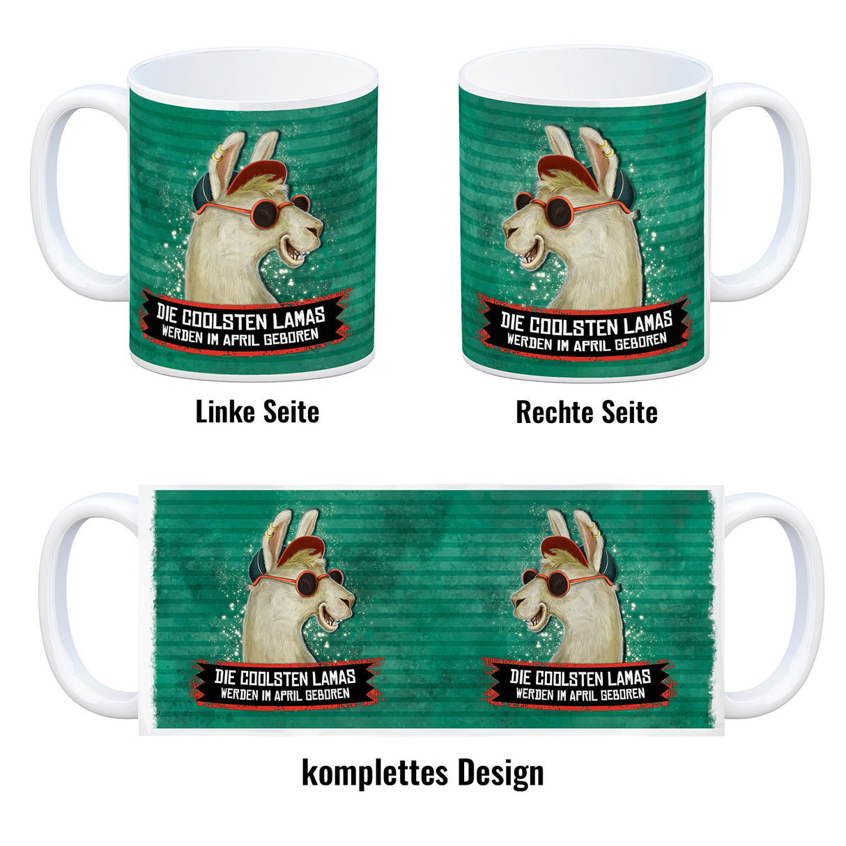 Kaffeebecher mit Spruch: Die coolsten Lamas werden im April geboren