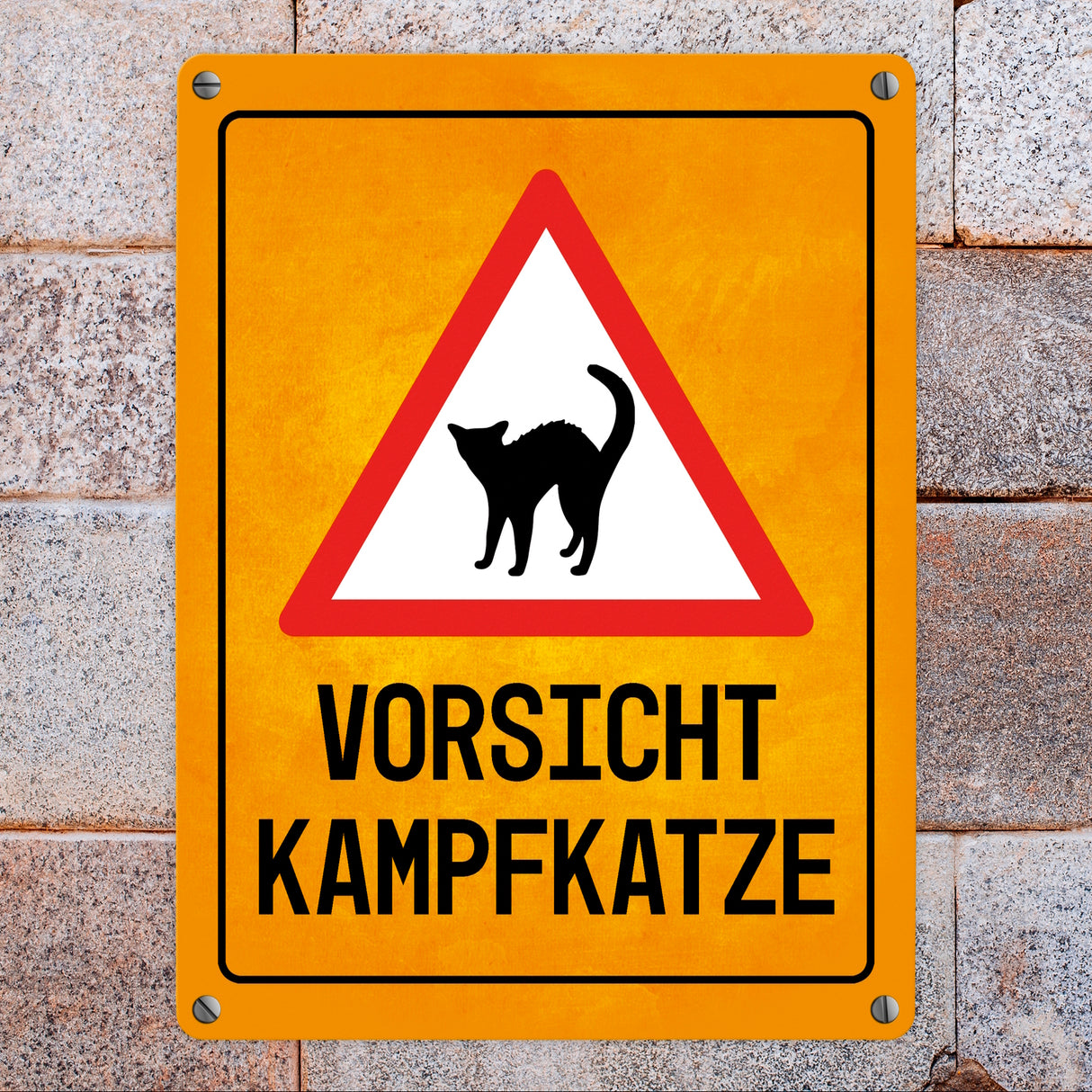 Vorsicht Kampfkatze Metallschild