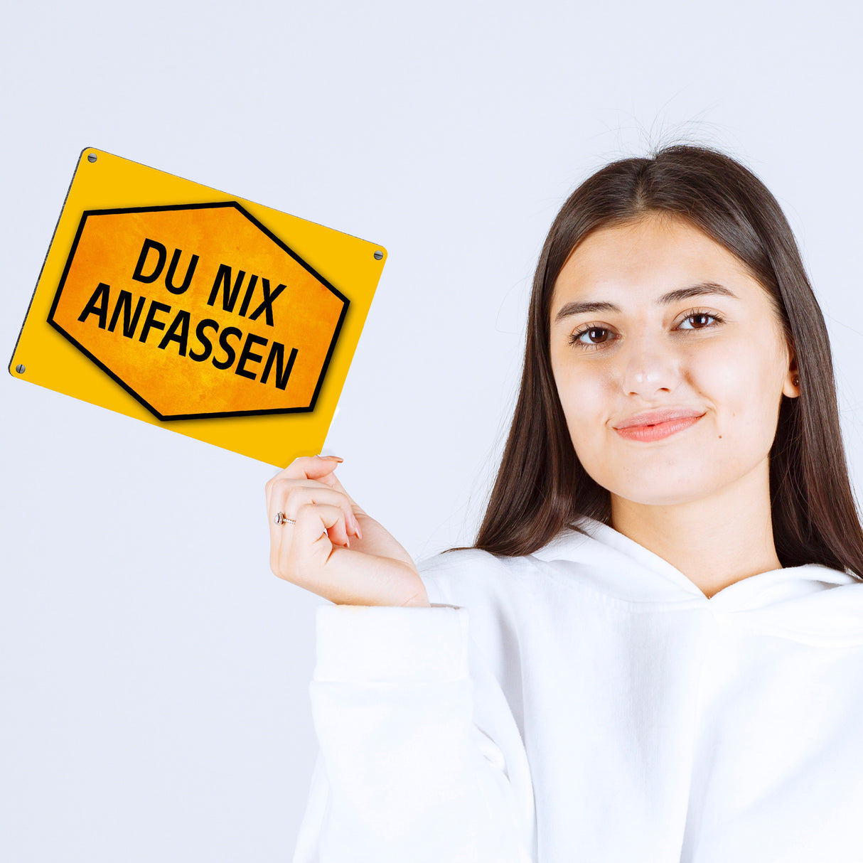 Du nix anfassen Warn- und Hinweisschild in Gelb und Schwarz
