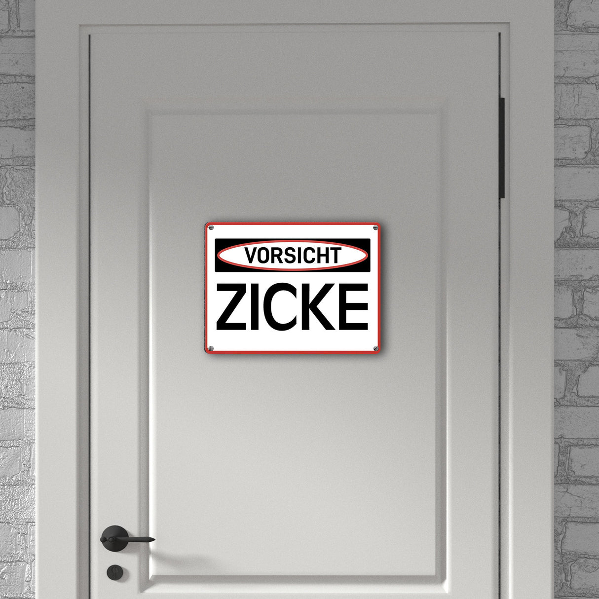 Vorsicht Zicke Warn- und Hinweisschild im modernen Design