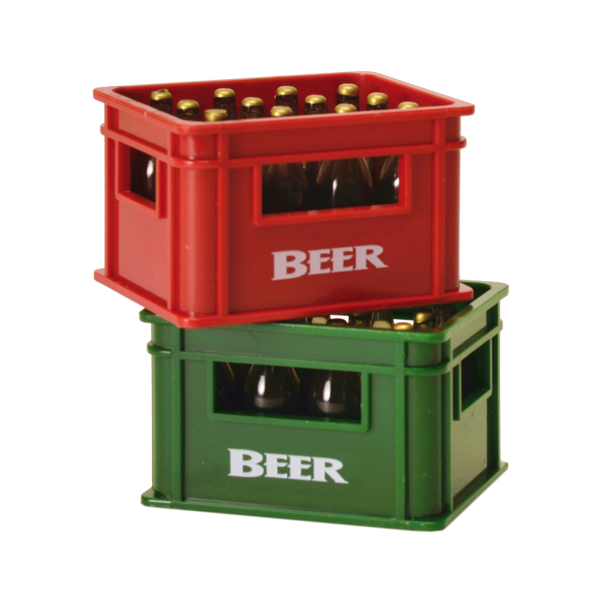 Bierkiste Flaschenöffner mit Magnet in grün
