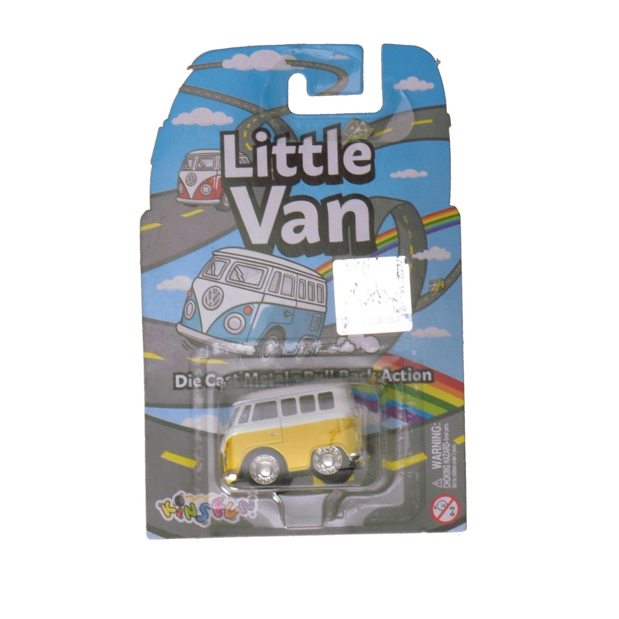 Volkswagen VW T1 Bus Comic Style Modellauto in gelb mit Rückziehmotor