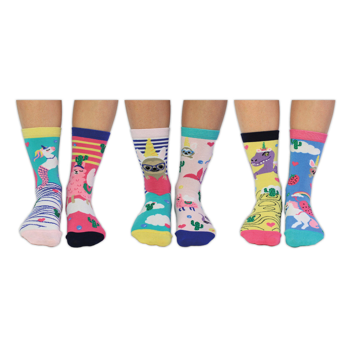 Einhorn vs. Lama im Kaktusland Oddsocks Socken in 37-42 im 6er Set