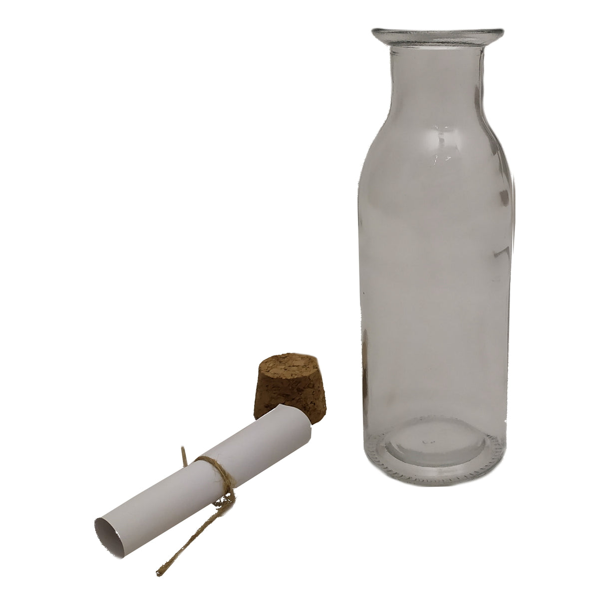 Glasflasche mit Papierrolle