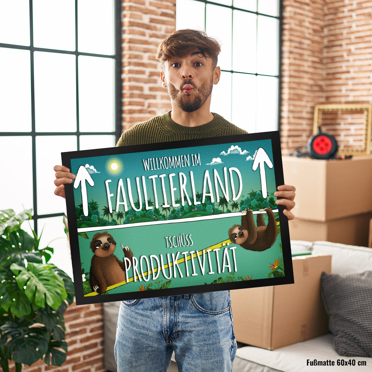 Willkommen im Faultierland Fußmatte