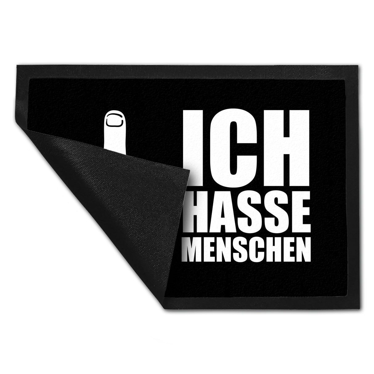 Ich hasse Menschen Fußmatte mit Mittelfinger Motiv