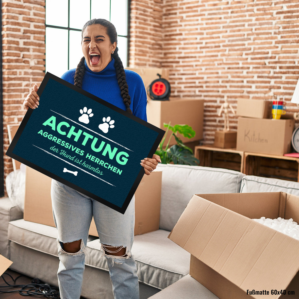 Achtung aggressives Herrchen Fußmatte