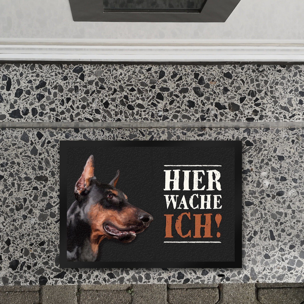 Hier wache ich! Dobermann Fußmatte
