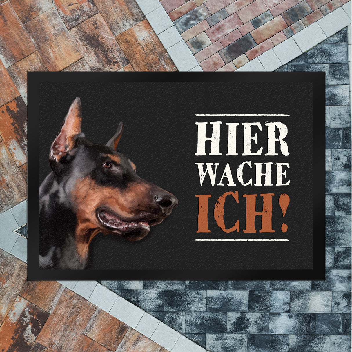 Hier wache ich! Dobermann Fußmatte
