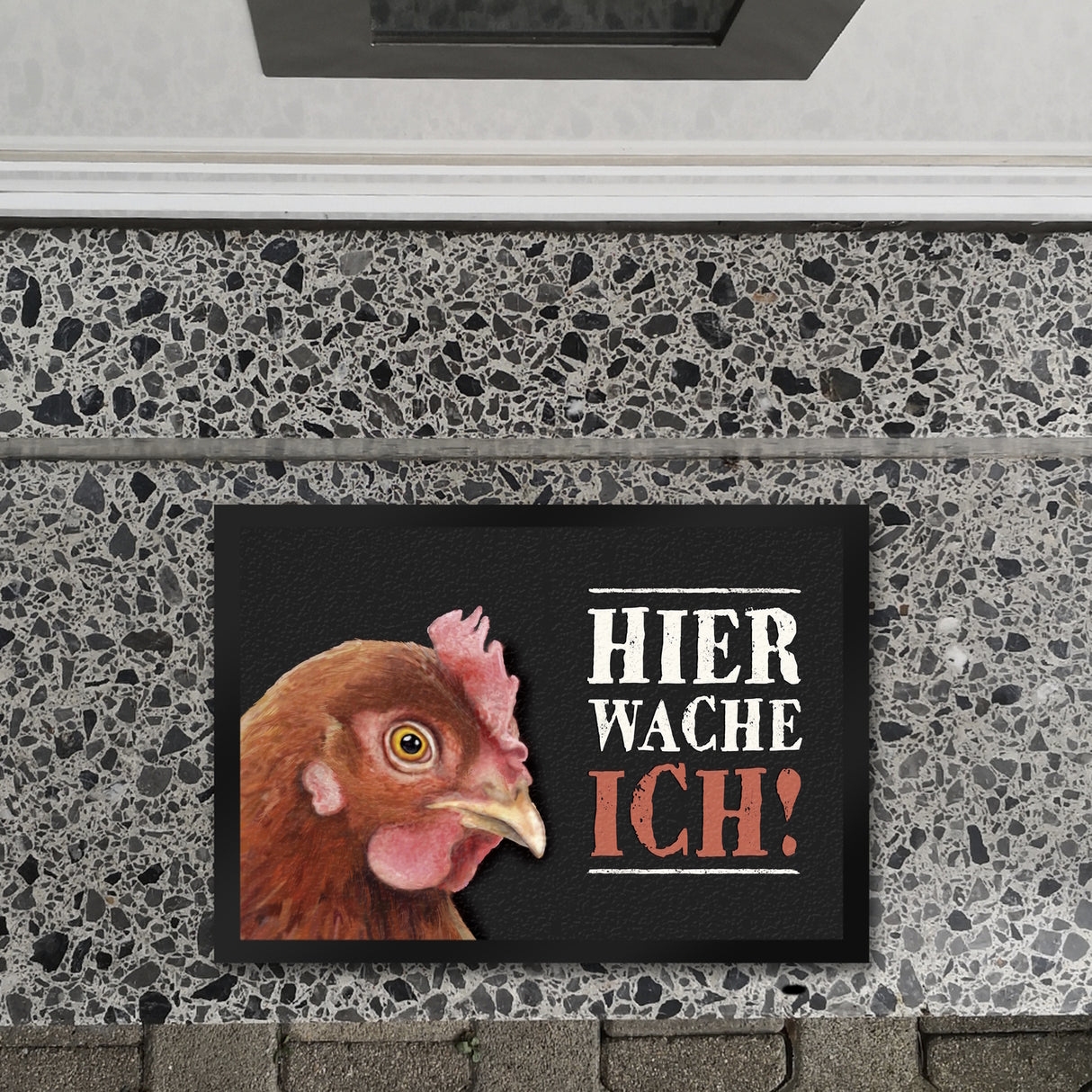 Hier wache ich! Huhn Fußmatte